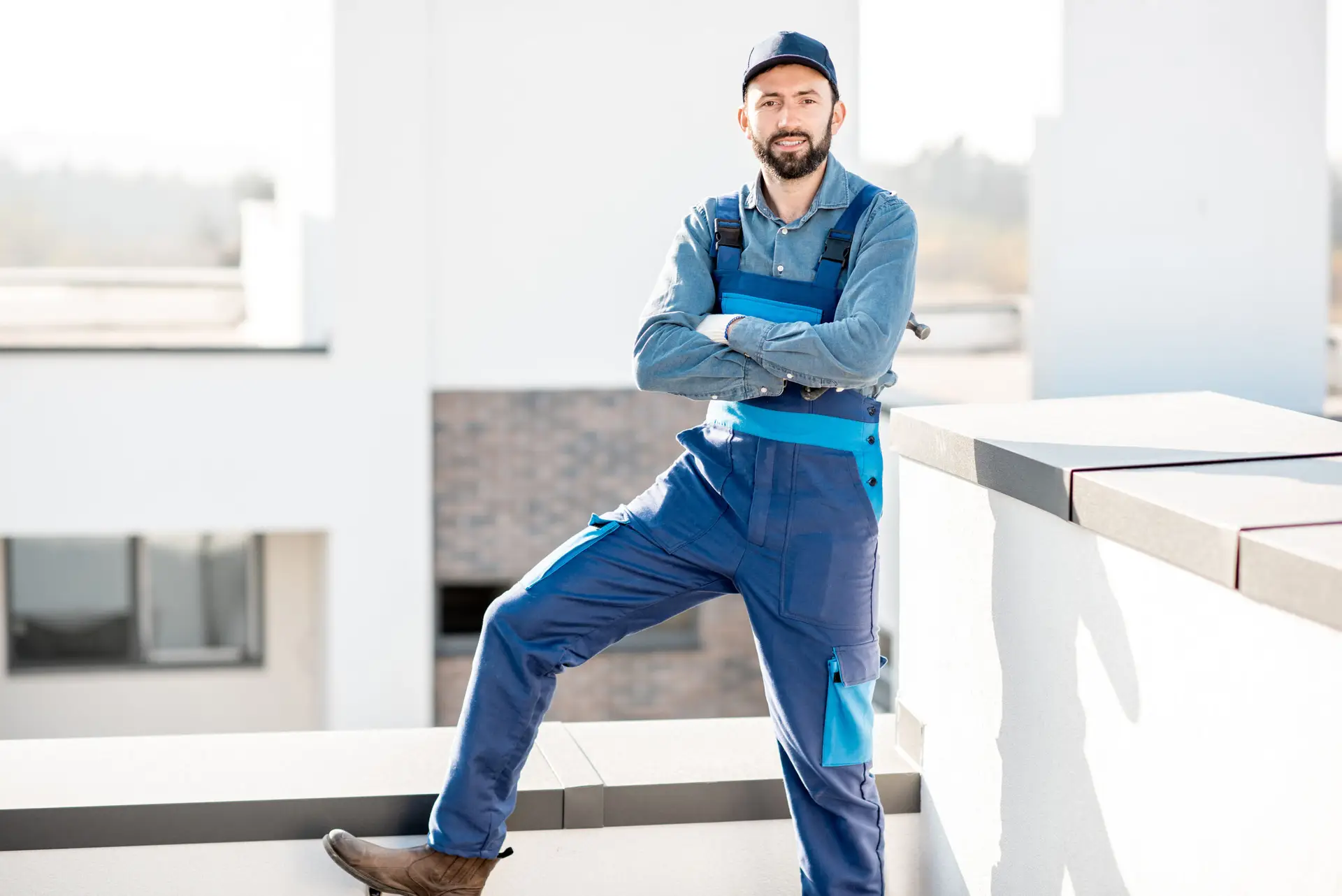 portrait of a builder in uniform